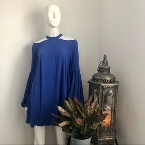 Free People Dress Choker Neckline & Balloon Sleeve